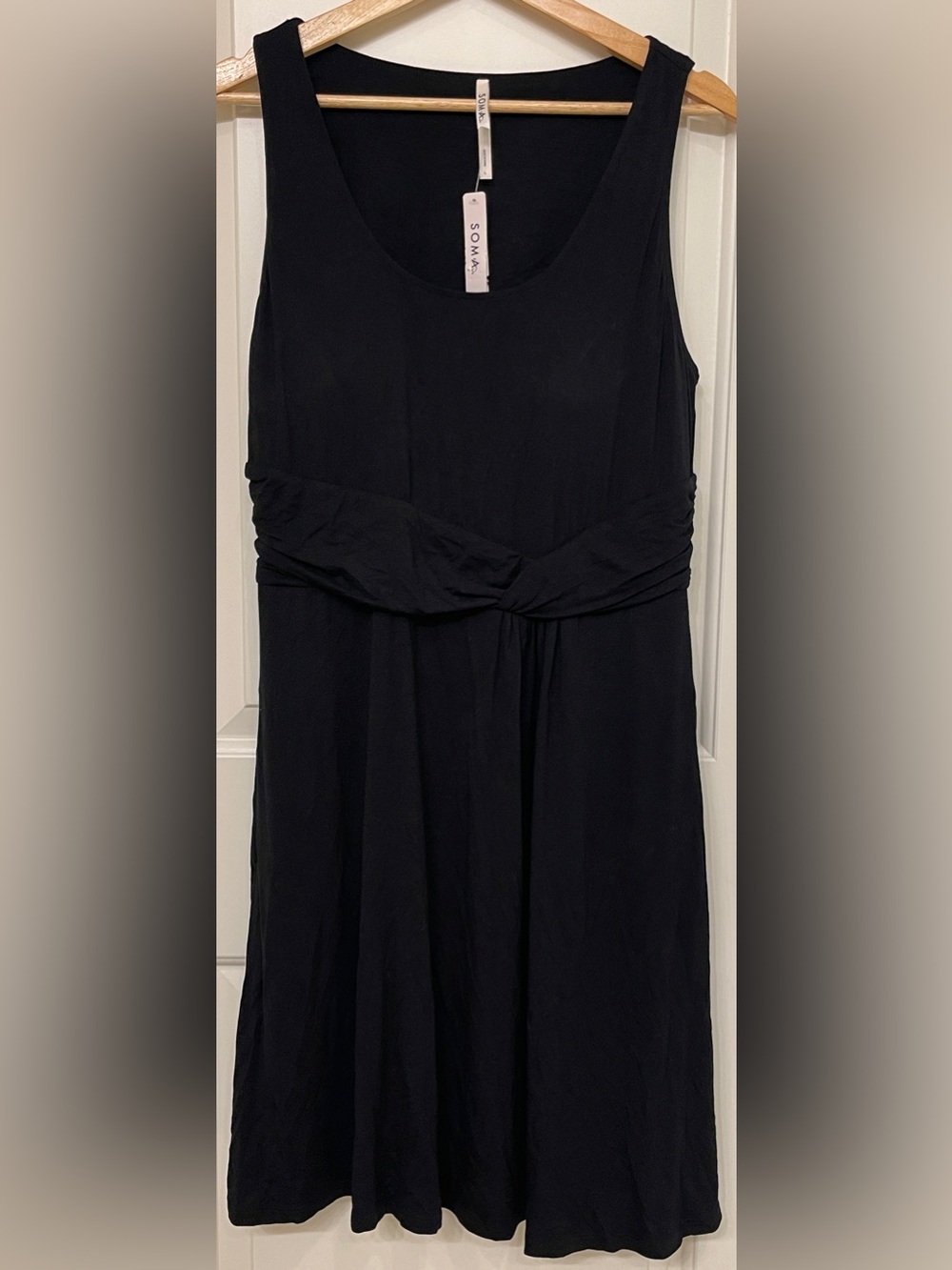 Soma Black Sleeveless Twist-Waist Midi Dress